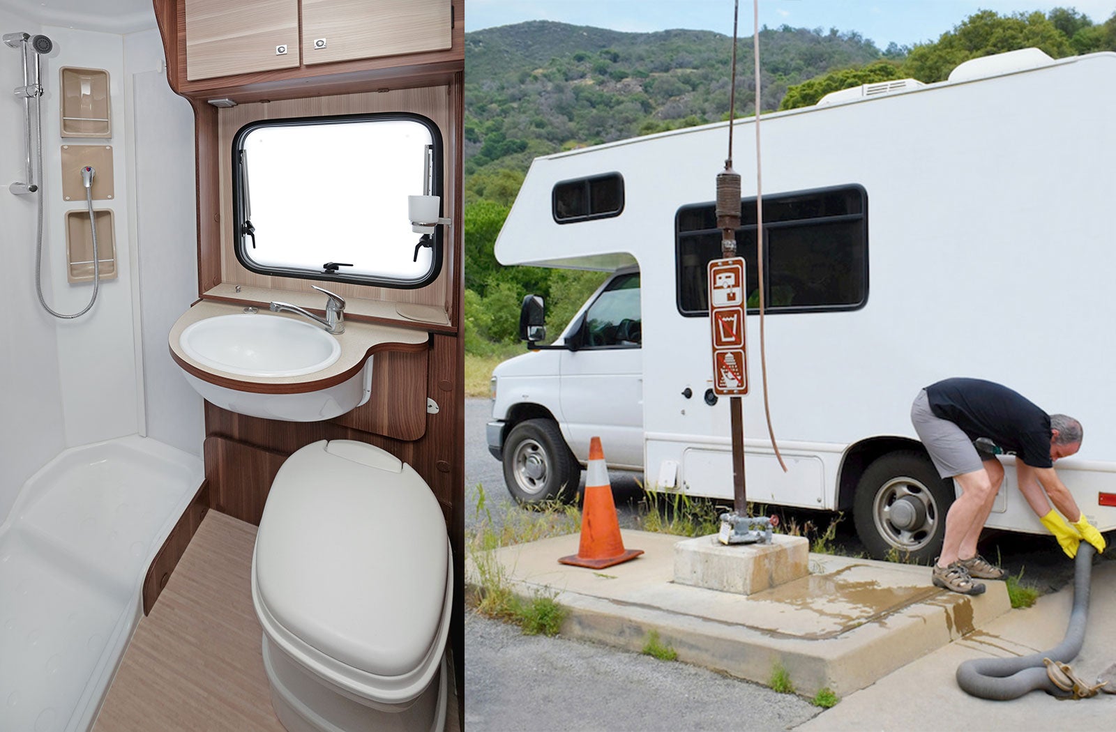 Portable RV/camper toilet and holding tank setup in Columbia, Tennessee